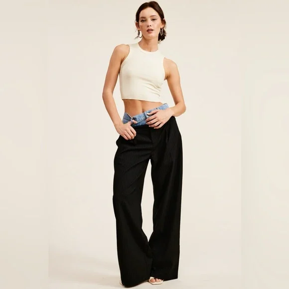 Denim Waistband Trousers in Black. New with Tags - Picture 5 of 7